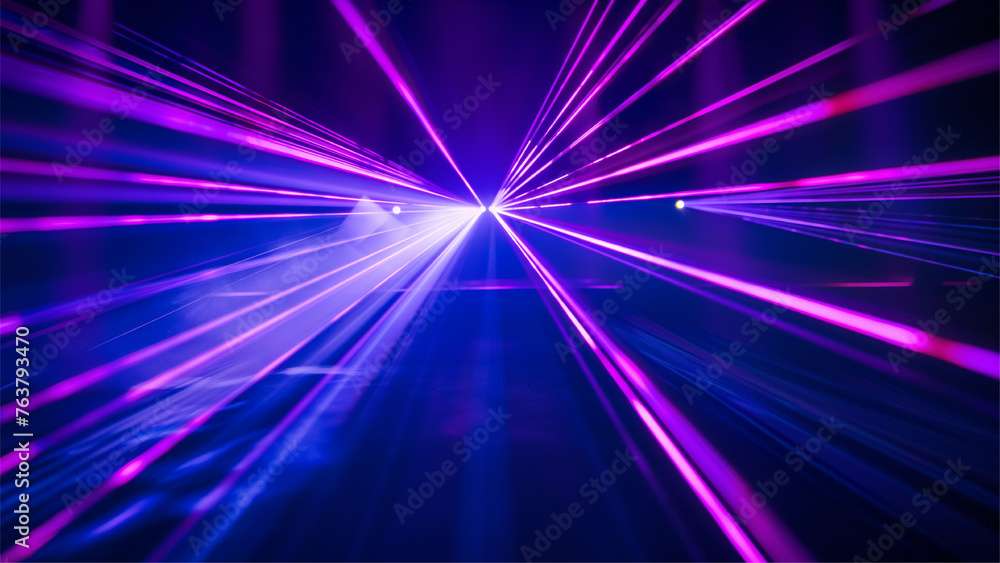 blue and violet beams of bright laser light shining on black background blue and violet beams of bright laser light shining on black background