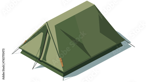 Military green tent icon. Isometric of military gree