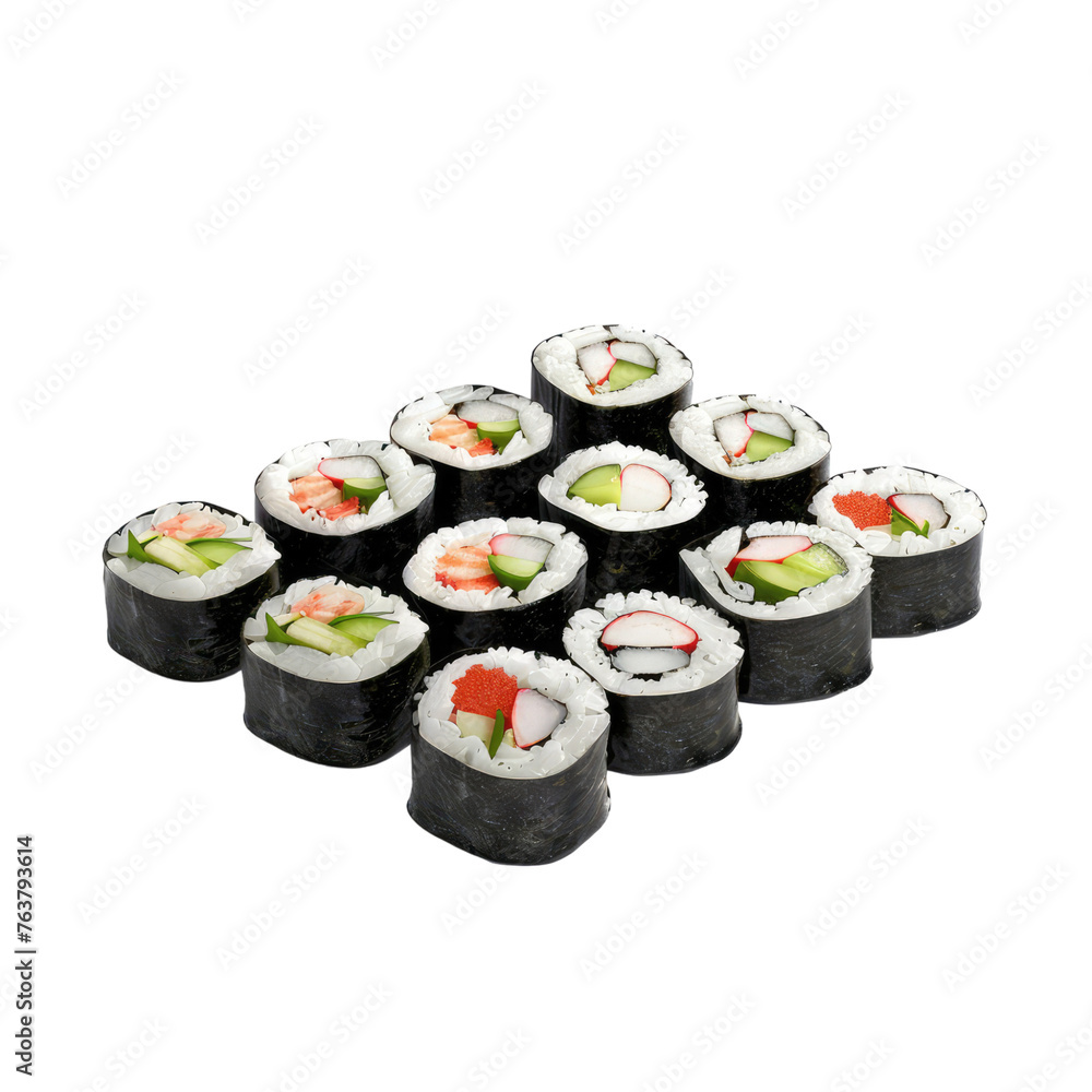 Korean sushi roll isolated on transparent background Korean sushi roll isolated on transparent background