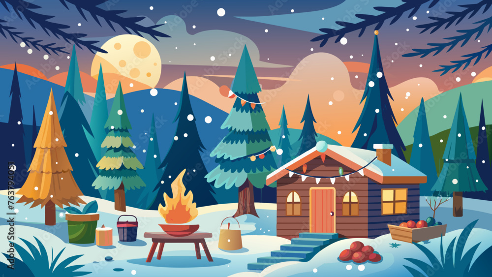 forest snowing cozy winter svg file forest snowing cozy winter svg file