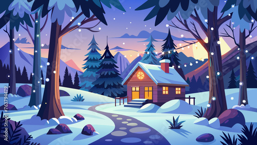 forest snowing cozy winter svg file