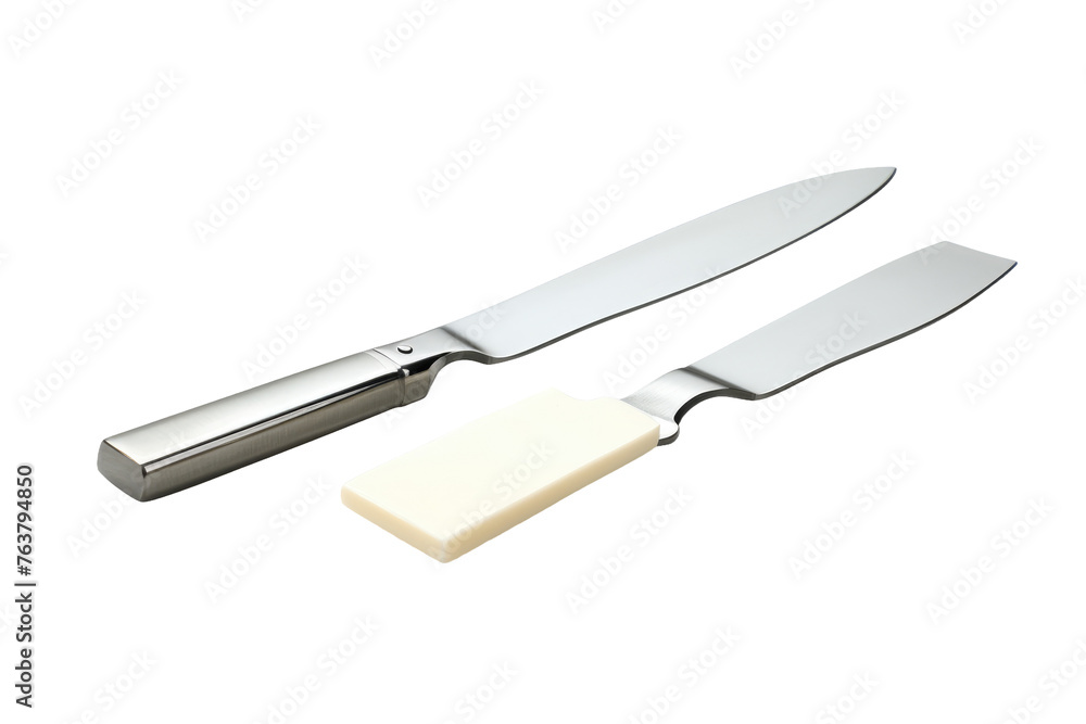 Knife Cutting Butter on White Background. On a White or Clear Surface PNG Transparent Background. Knife Cutting Butter on White Background. On a White or Clear Surface PNG Transparent Background.
