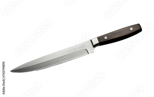 Large Knife With Wooden Handle on White Background. On a White or Clear Surface PNG Transparent Background.