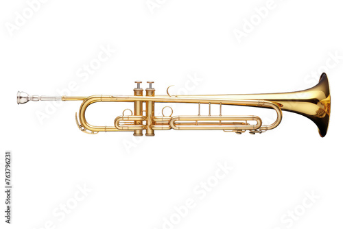 Brass Trumpet on White Background. On a White or Clear Surface PNG Transparent Background.