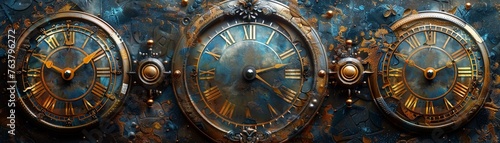 detailed clock faces reflecting the essence and heritage of different eras © panyawatt