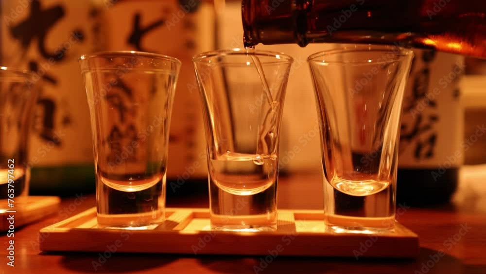 Pouring Sake into Glasses Sequence Pouring Sake into Glasses Sequence