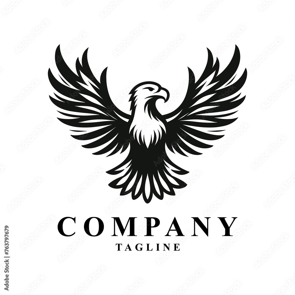 Fototapeta premium Eagle logo: Exudes power, freedom, and authority, symbolizing strength and leadership in its majestic form.