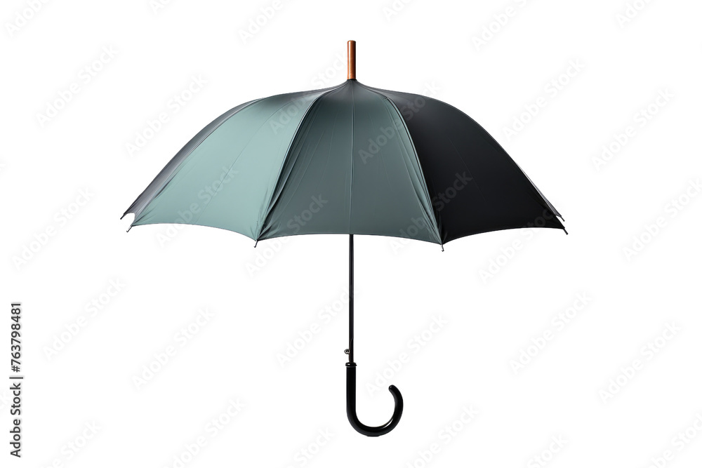 Black and Green Umbrella With Wooden Handle. On a White or Clear Surface PNG Transparent Background. Black and Green Umbrella With Wooden Handle. On a White or Clear Surface PNG Transparent Background.