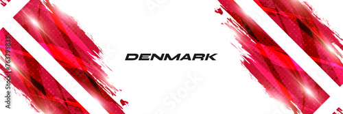 National Flag of Denmark in Brush Paint Style with Halftone and Glowing Light Effects. Danish Flag Background with Grunge Concept