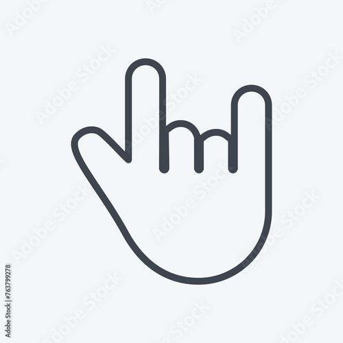 Rock n Roll Icon in trendy line style isolated on soft blue background