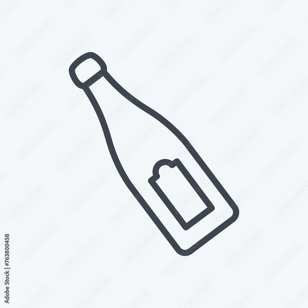 Champagne bottle Icon in trendy line style isolated on soft blue background