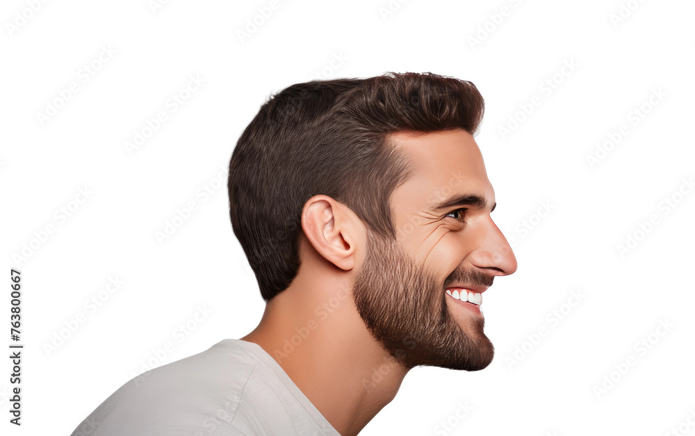 Smiling Man With Goatee and Beard. On a White or Clear Surface PNG Transparent Background. Smiling Man With Goatee and Beard. On a White or Clear Surface PNG Transparent Background.