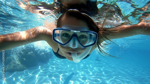 girl swims in the pool © megavectors