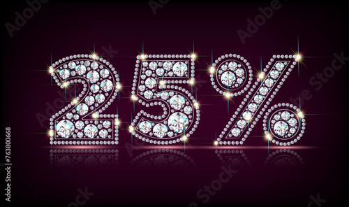 twenty five percent of diamonds realistic vector eps10