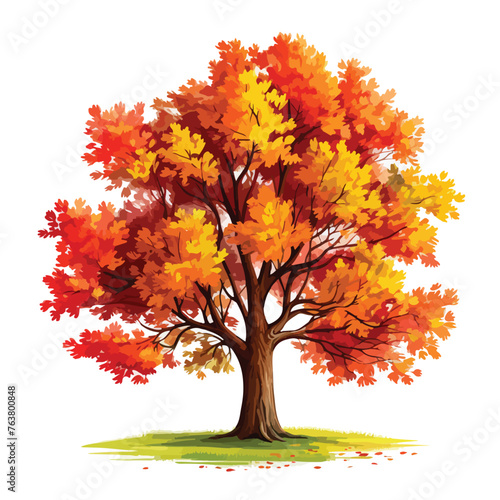 Autumn Maple Tree clipart isolated on white background