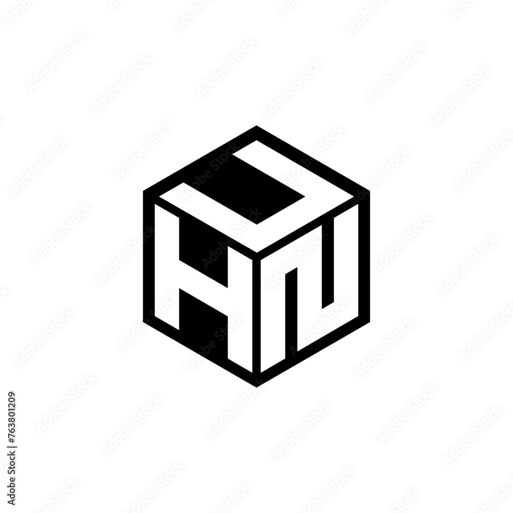 HNU letter logo design in illustration. Vector logo, calligraphy designs for logo, Poster, Invitation, etc.