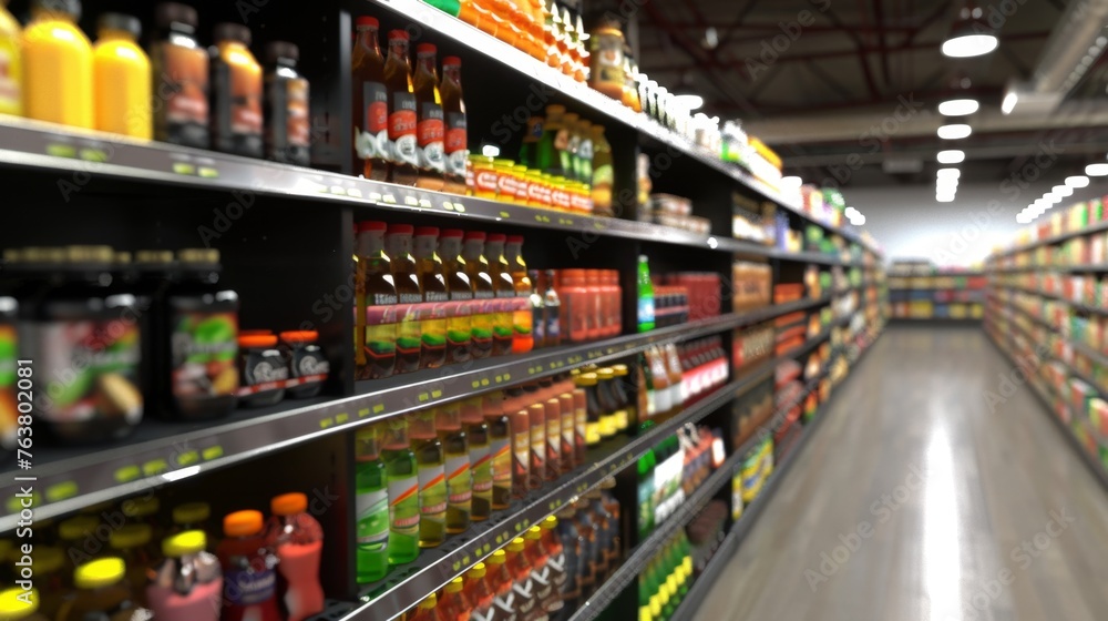 Blurred Supermarket Aisles, Ideal for Backgrounds