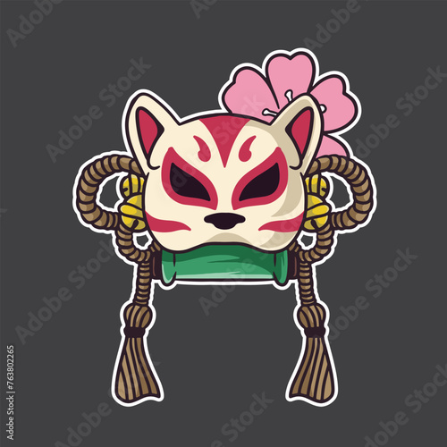festival mask japan with sakura flower