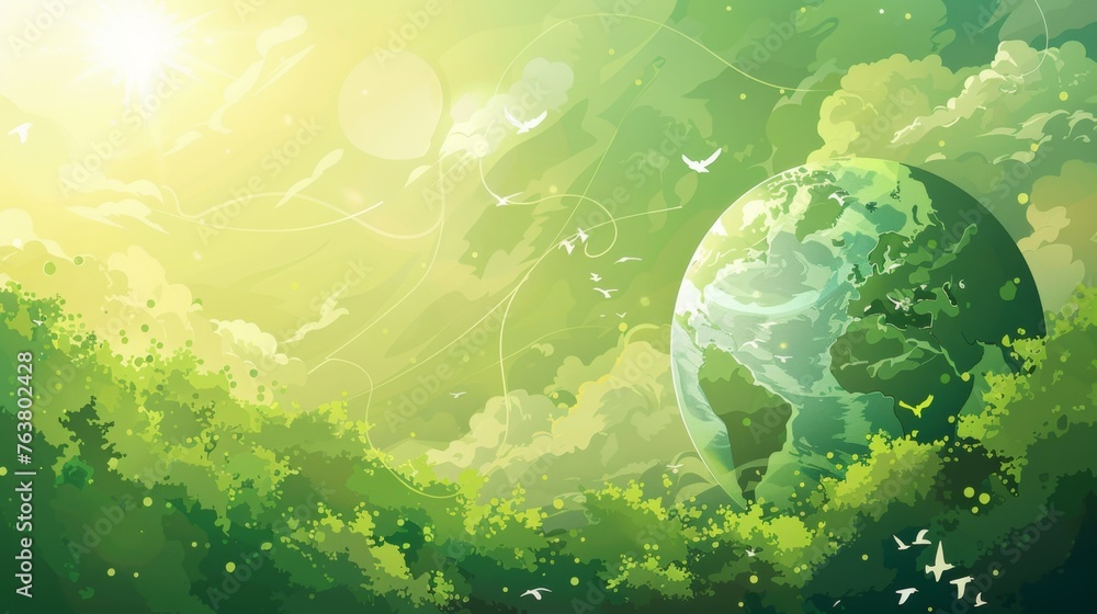 Vibrant Illustration of Green Earth, Ideal for Environmental Campaigns