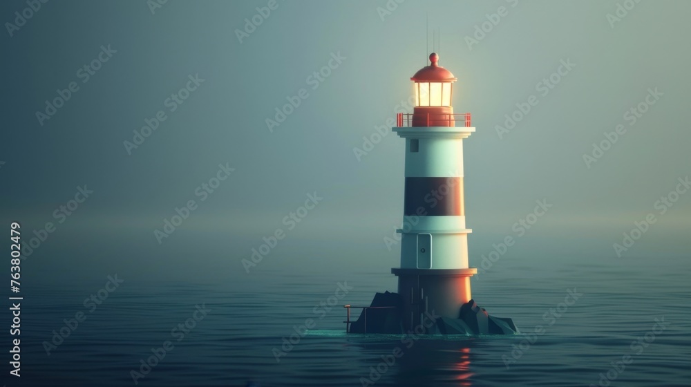 Tranquil Lighthouse Scene, Ideal for Nautical Themes and Meditation Content