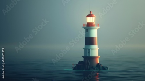 Tranquil Lighthouse Scene, Ideal for Nautical Themes and Meditation Content