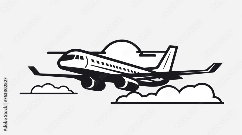 Plane Flying vector outline icon isolated on transpart