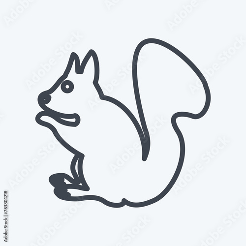 Pet Squirrel Icon in trendy line style isolated on soft blue background
