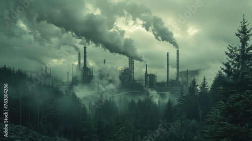 工場の煙による大気汚染