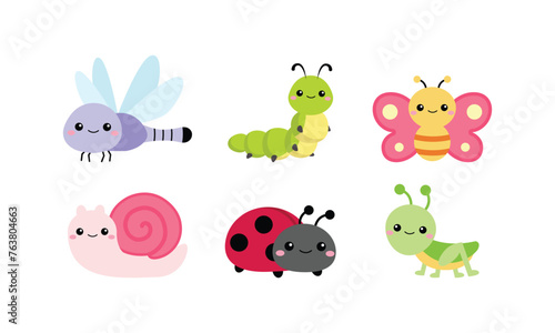 Cute garden insect clipart collection