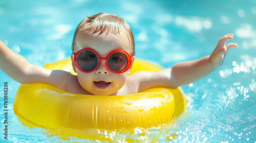 Naklejka premium summer relaxing fun in the pool