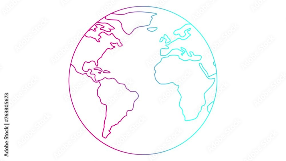 Animated linear pink blue symbol globe is drawn. Gradual drawing a planet Earth. Concept of travel, internet, ecology, globalization, network. Vector illustration isolated on white background. Animated linear pink blue symbol globe is drawn. Gradual drawing a planet Earth. Concept of travel, internet, ecology, globalization, network. Vector illustration isolated on white background.