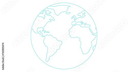 Wallpaper Mural Animated linear blue symbol globe is drawn. Gradual drawing a planet Earth. Concept of travel, internet, ecology, globalization, network. Vector illustration isolated on white background. Torontodigital.ca