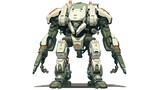Sci-fi mech soldier standing on a white background.