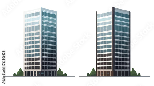 Shows two skyscraper flat vector isolated on white background