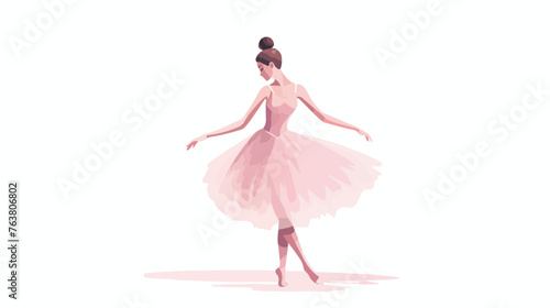 Silhouette of a cute lady she isolated dancing ballet. The