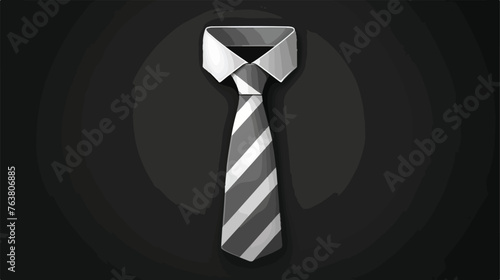 Silver Tie icon isolated on black background. Neckti