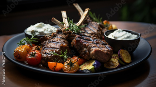 A platter of Mediterraneanstyle grilled lamb chops se