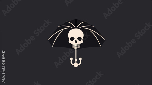 Skull Umbrella Logo Icon Design flat vector isolated