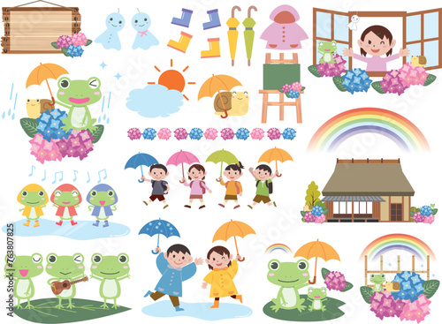 梅雨のイラスト素材セット
