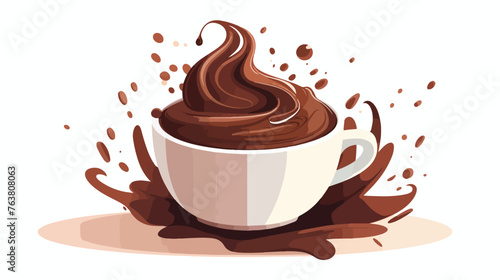 Splash of Hot Chocolate. flat vector isolated on white