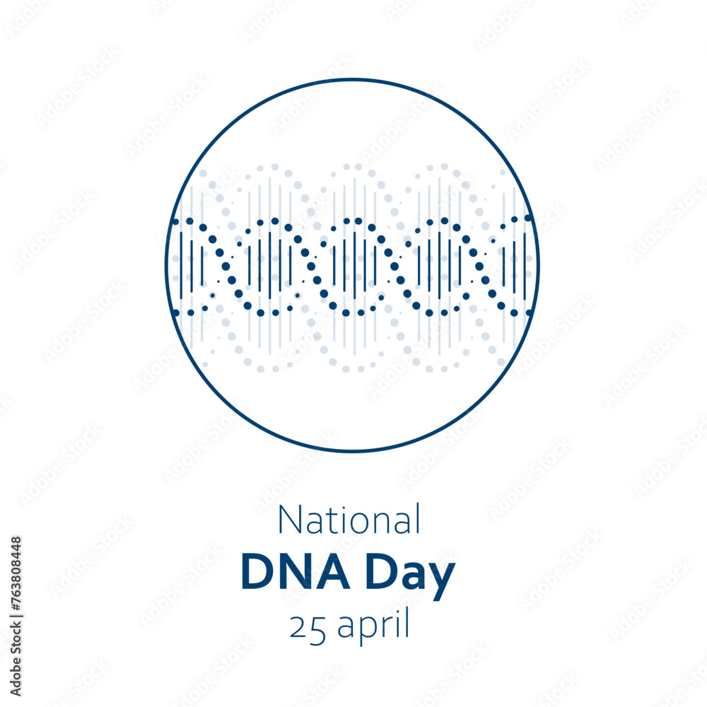 Vector illustration for National DNA Day on April 25. DNA, double helix molecule in minimalist design Vector illustration for National DNA Day on April 25. DNA, double helix molecule in minimalist design