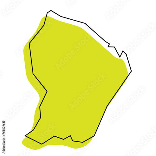 French Guiana simplified map. Green silhouette with thin black contour outline isolated on white background. Simple vector icon photo