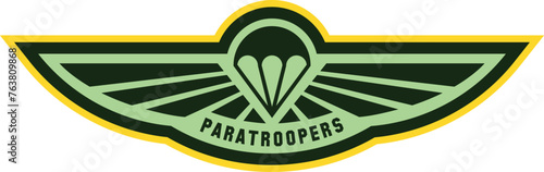 Paratroopers emblem. Military tag. Retro label template