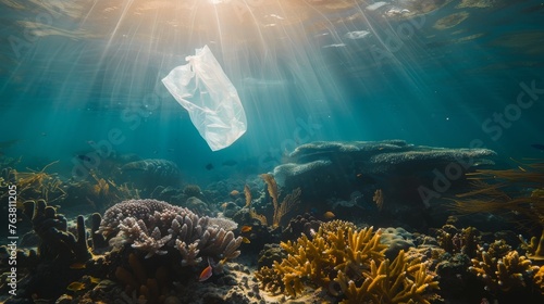 A solitary plastic bag floa...