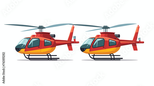 Twin helicopter flat vector isolated on white background