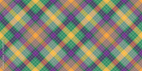 Vector seamless pattern with orange, green and  violent diiagonal strips  and dots