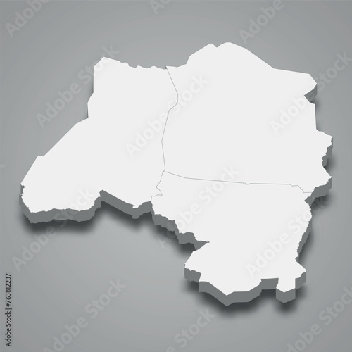 3d isometric map of Loh-Djiboua is region of Ivory Coast