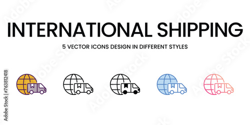International Shipping icons set in different style vector stock illustration
