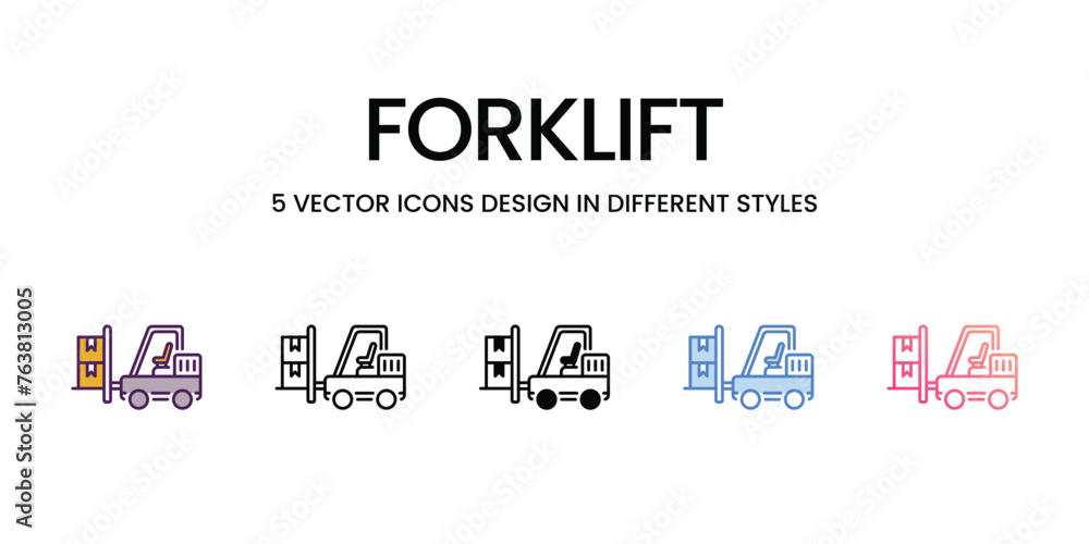 Forklift icons set in different style vector stock illustration Forklift icons set in different style vector stock illustration