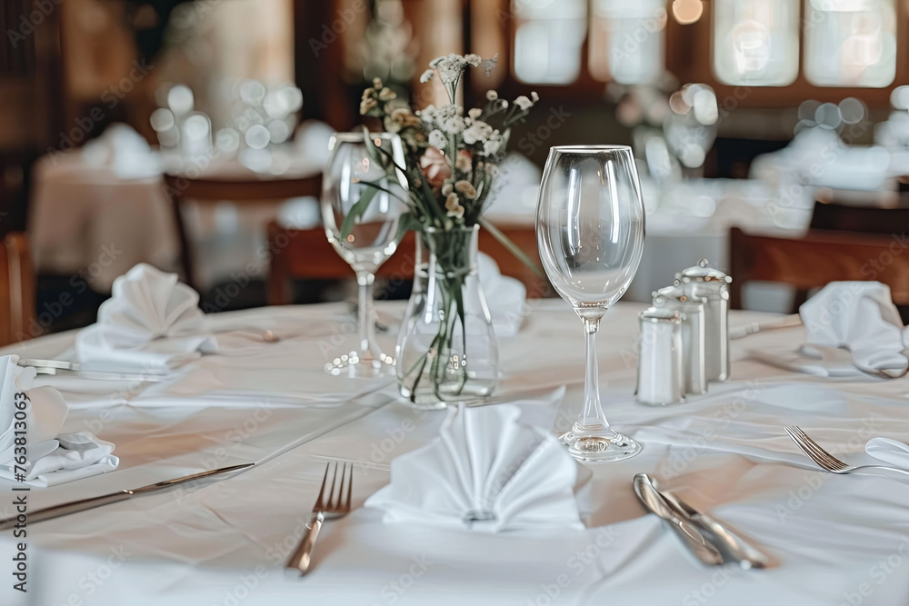 Wedding banquet in a restaurant, served table in a restaurant